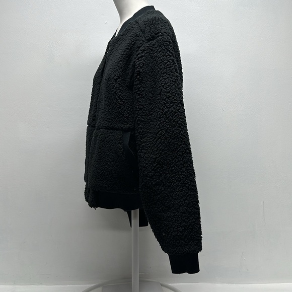 Prana Polar Escape Reversible Bomber Jacket Fleece Coat Black to Gray Size Large - Picture 5 of 9